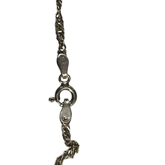 Sterling Silver Cross Pendant Necklace Turquoise Accent Intricate Detailing - Picture 5 of 9